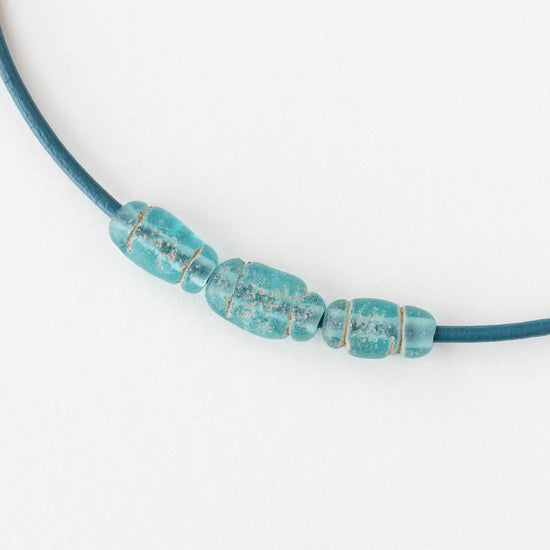 Glass Pompeii Bottle Beads - Aqua Blue - Whole or Half Strand