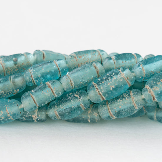 Glass Pompeii Bottle Beads - Aqua Blue - Whole or Half Strand