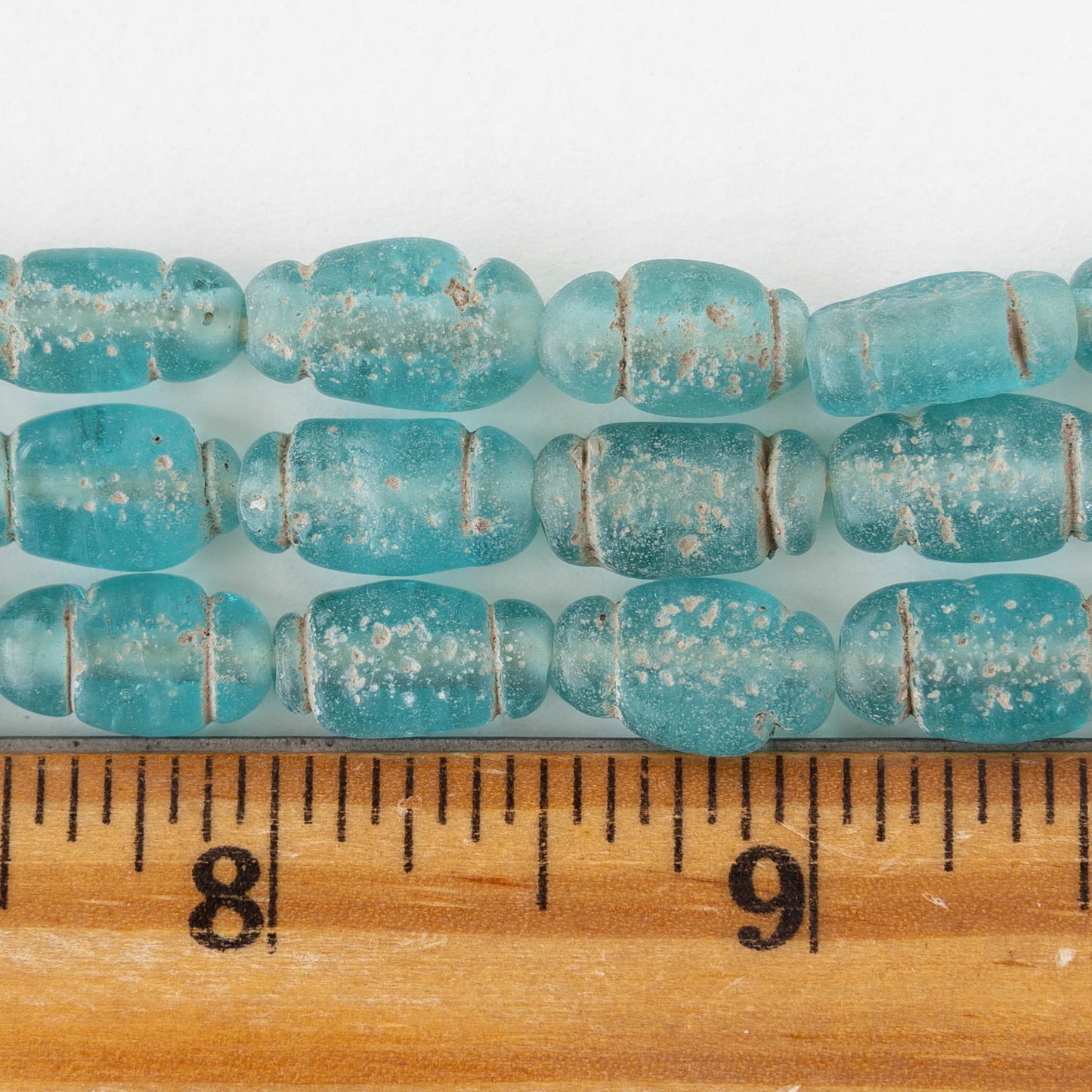 Glass Pompeii Bottle Beads - Aqua Blue - Whole or Half Strand