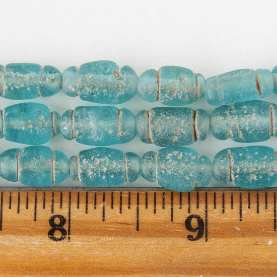 Glass Pompeii Bottle Beads - Aqua Blue - Whole or Half Strand
