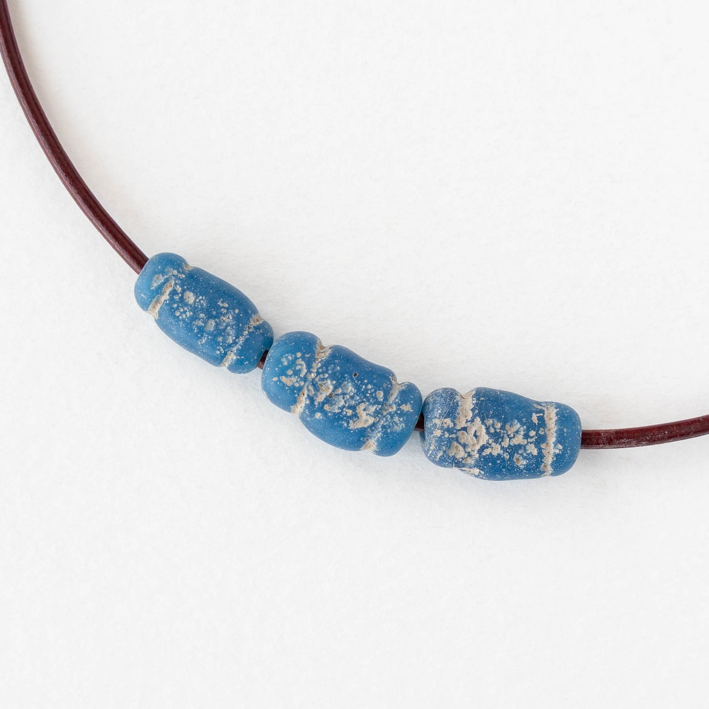 Glass Pompeii Bottle Beads - Blue - Whole or Half Strand