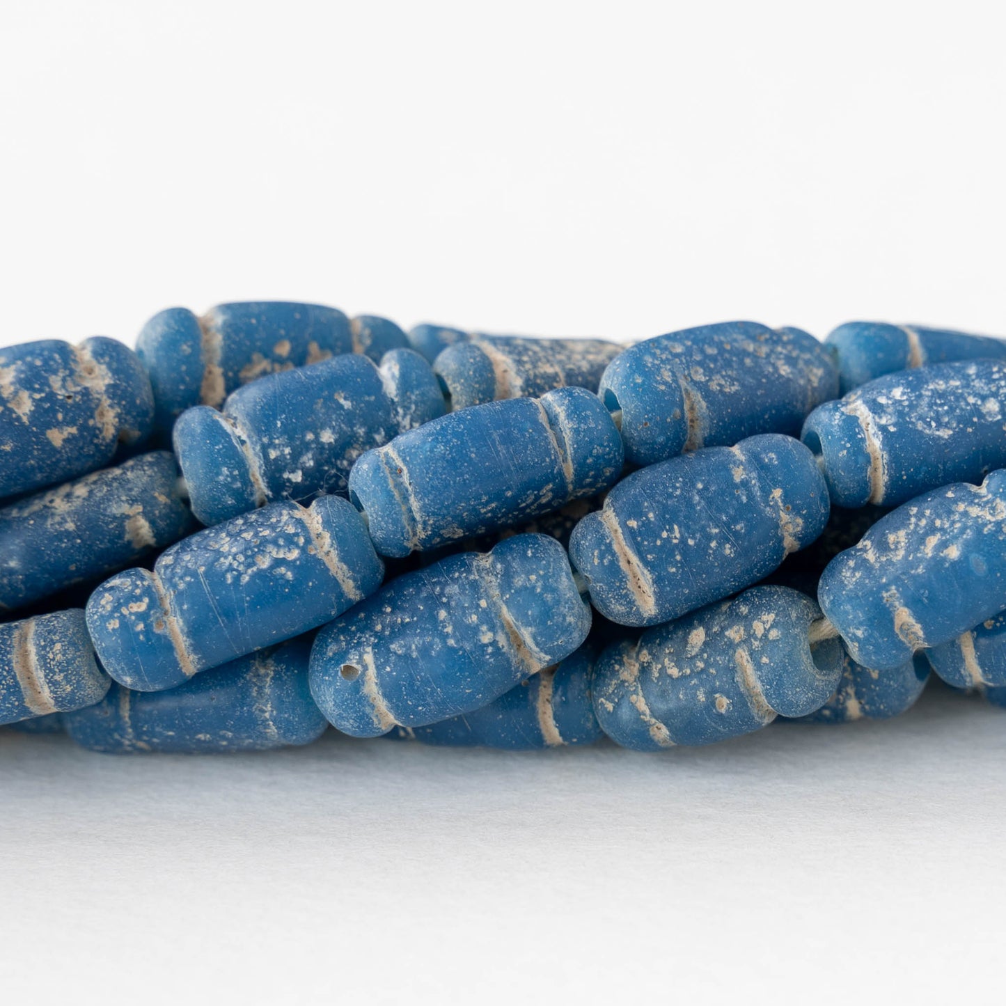 Glass Pompeii Bottle Beads - Blue - Whole or Half Strand