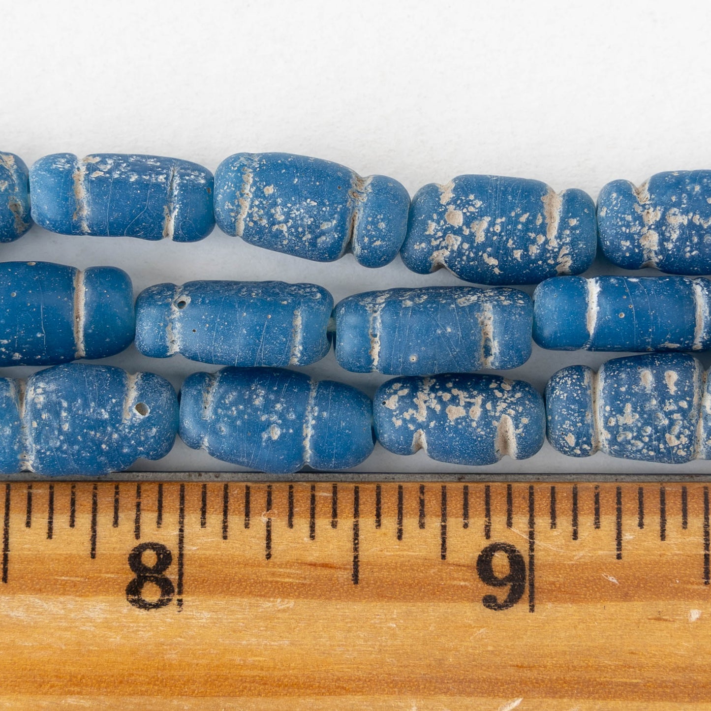 Glass Pompeii Bottle Beads - Blue - Whole or Half Strand