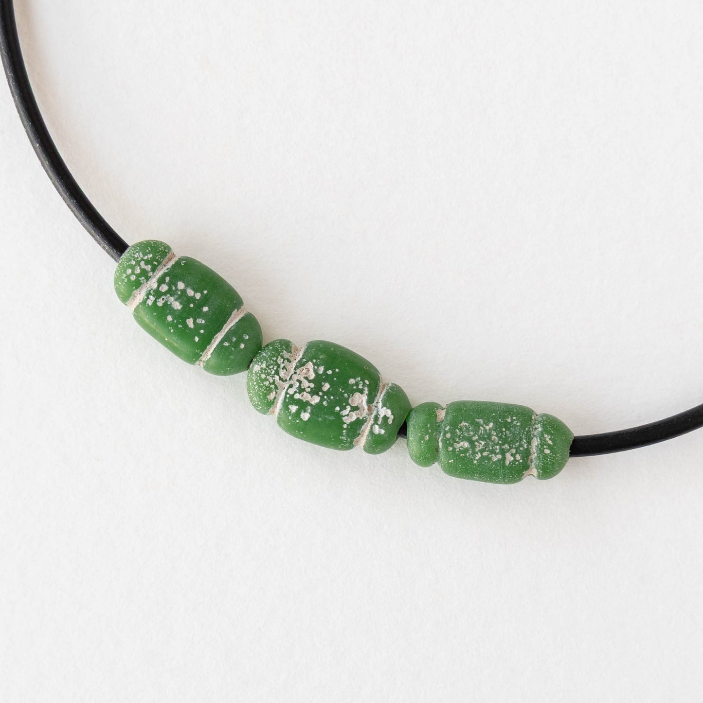 Glass Pompeii Bottle Beads - Green - Whole or Half Strand