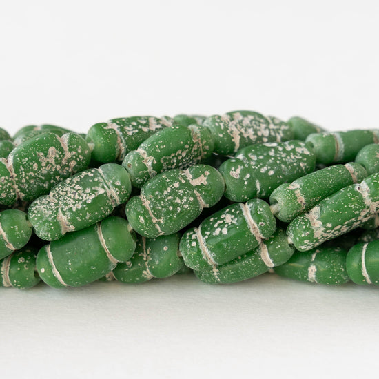 Glass Pompeii Bottle Beads - Green - Whole or Half Strand