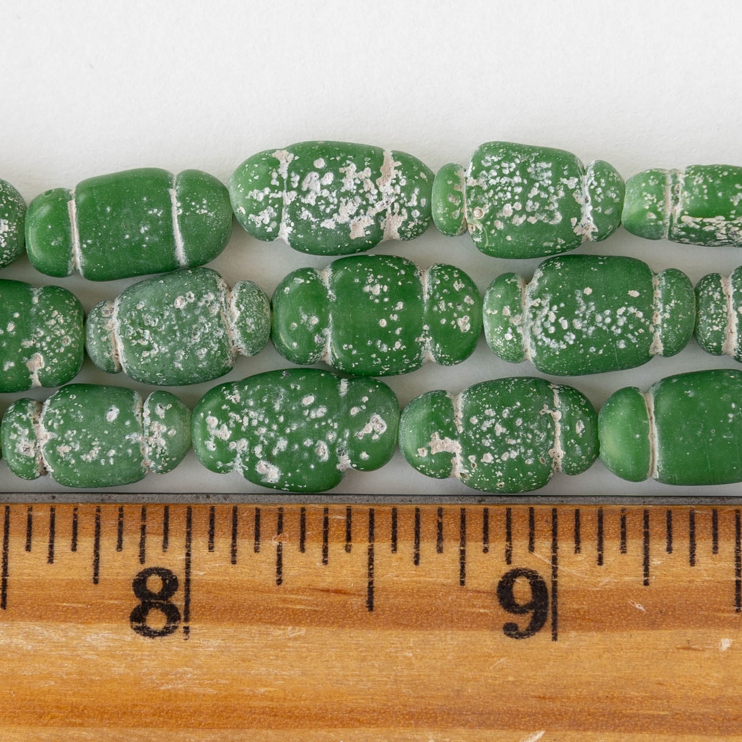 Glass Pompeii Bottle Beads - Green - Whole or Half Strand
