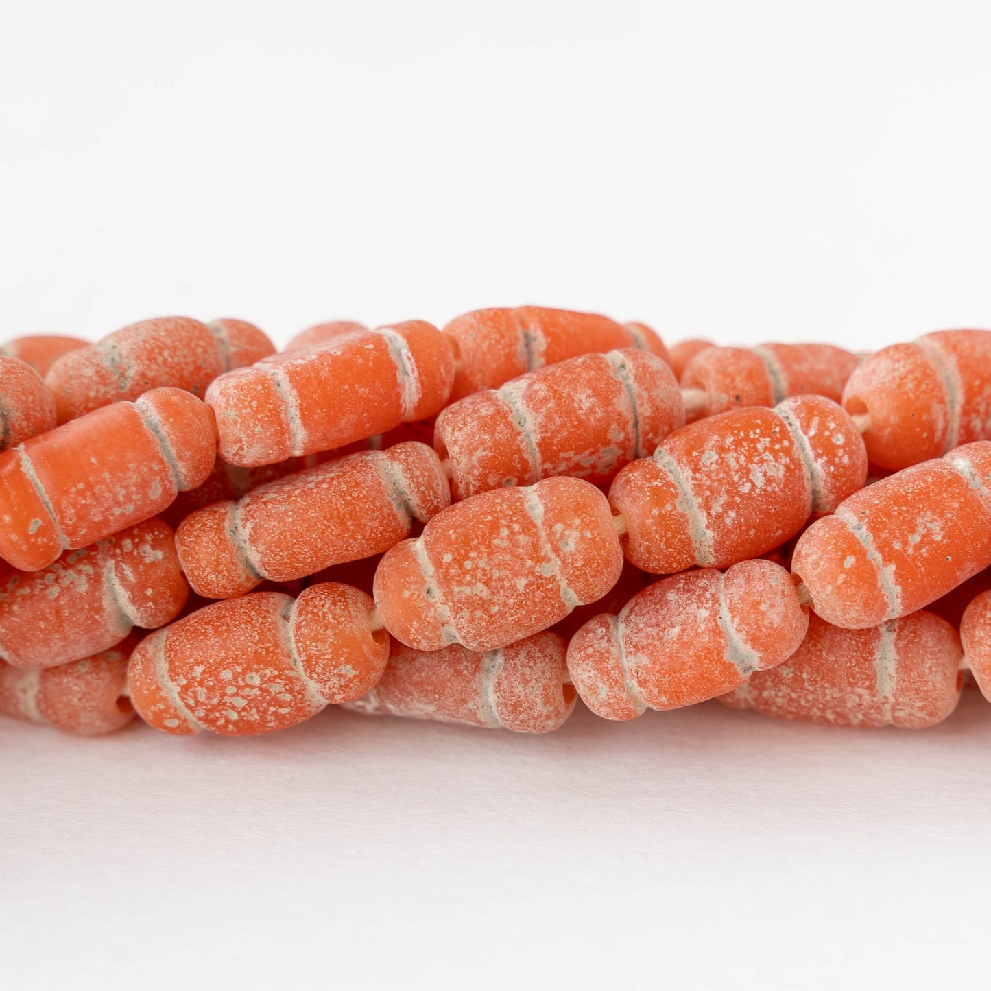 Glass Pompeii Bottle Beads - Orange - Whole or Half Strand