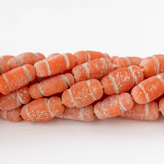 Glass Pompeii Bottle Beads - Orange - Whole or Half Strand