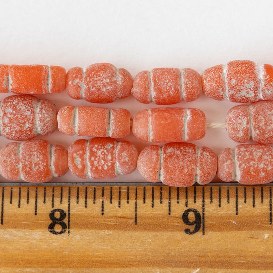 Glass Pompeii Bottle Beads - Orange - Whole or Half Strand