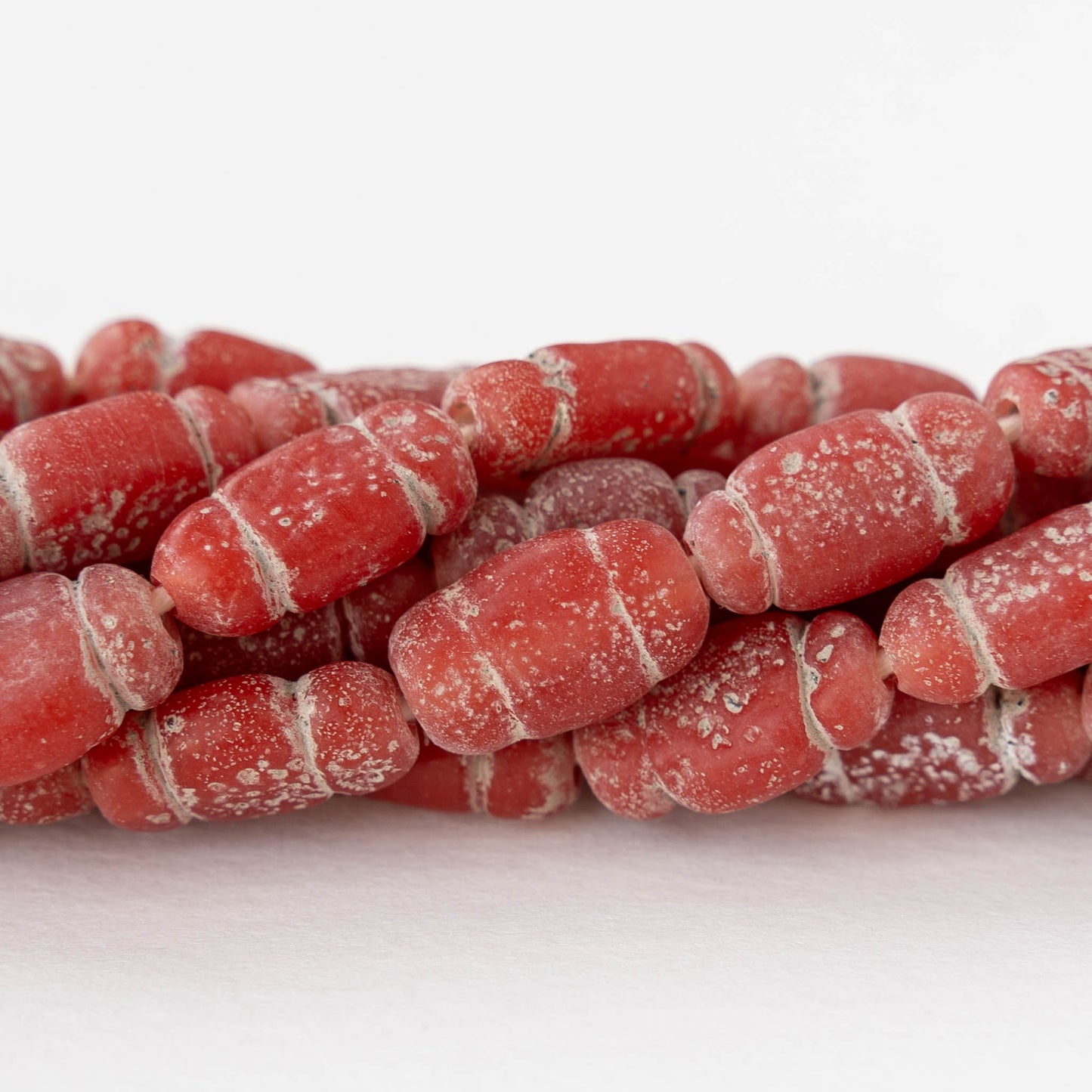 Glass Pompeii Bottle Beads - Red - Whole or Half Strand