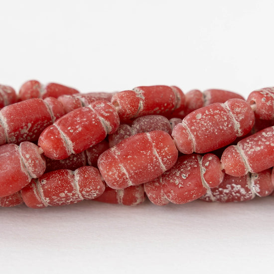 Glass Pompeii Bottle Beads - Red - Whole or Half Strand