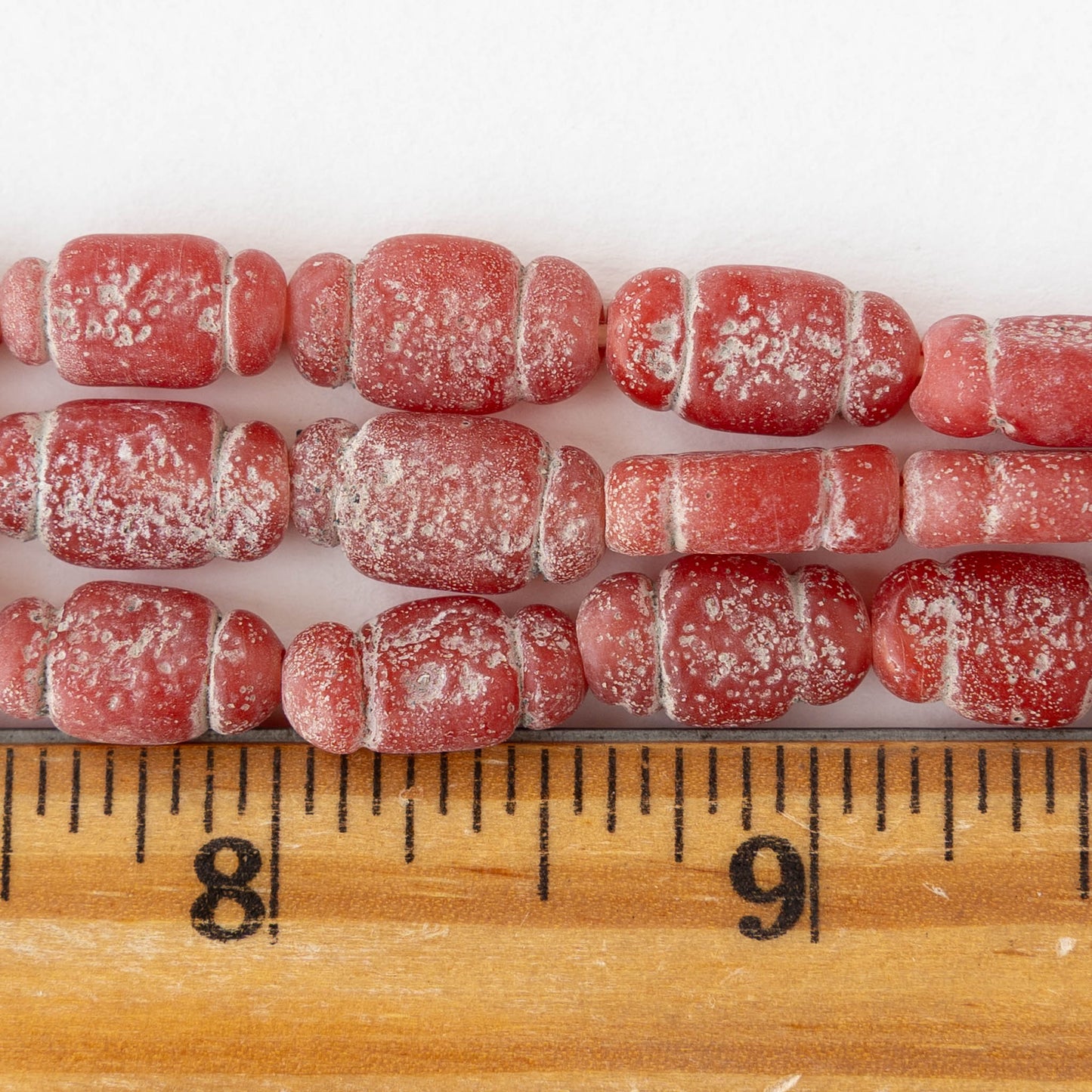 Glass Pompeii Bottle Beads - Red - Whole or Half Strand