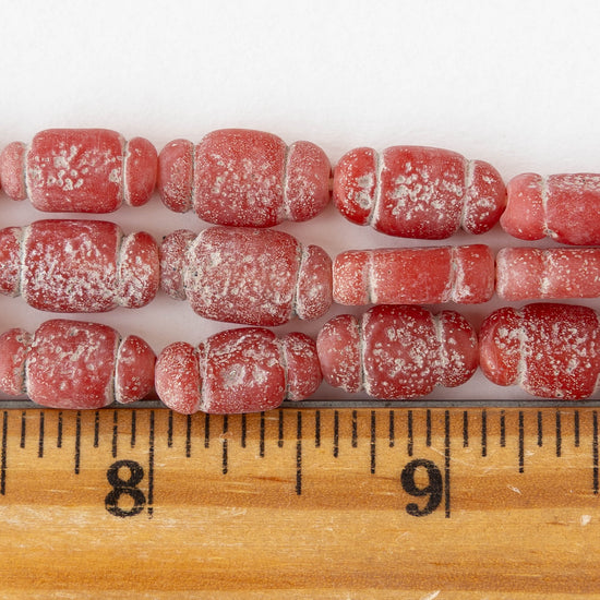 Glass Pompeii Bottle Beads - Red - Whole or Half Strand