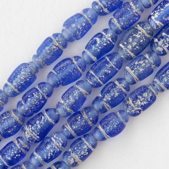 Glass Pompeii Bottle Beads - Sapphire - Whole or Half Strand
