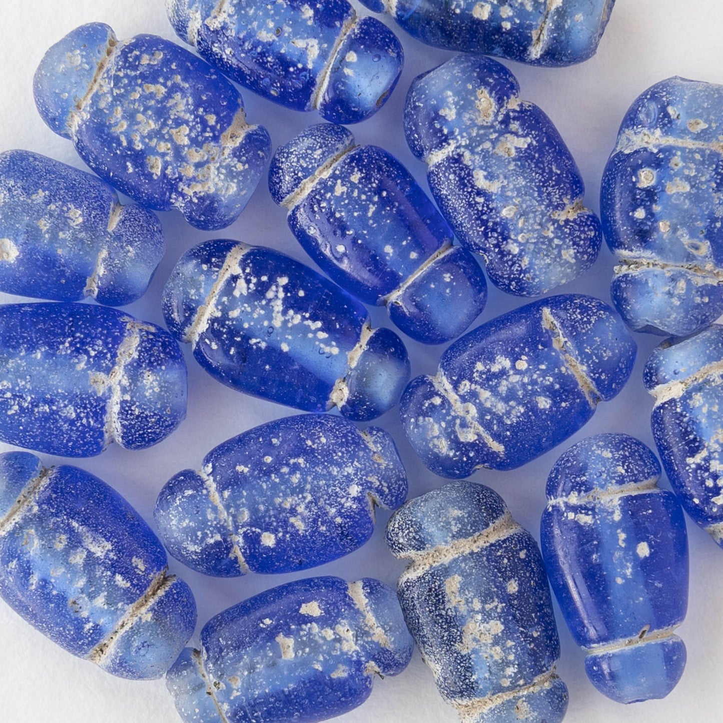 Glass Pompeii Bottle Beads - Sapphire - Whole or Half Strand