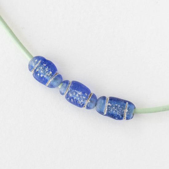 Glass Pompeii Bottle Beads - Sapphire - Whole or Half Strand