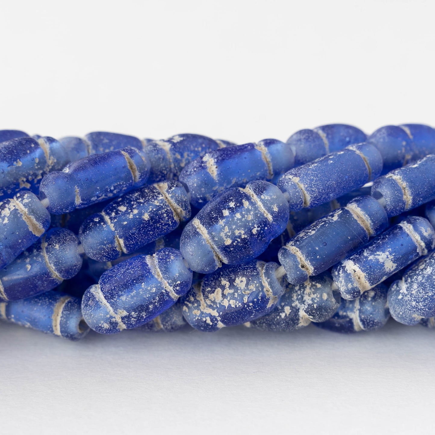 Glass Pompeii Bottle Beads - Sapphire - Whole or Half Strand