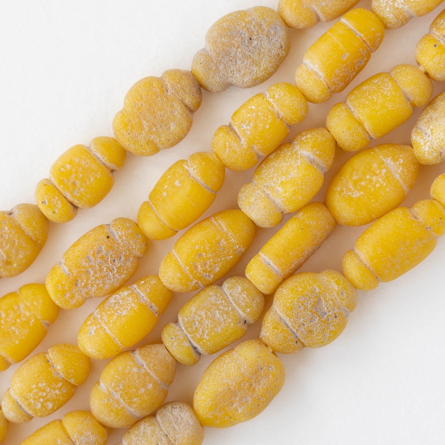 Glass Pompeii Bottle Beads - Yellow - Whole or Half Strand