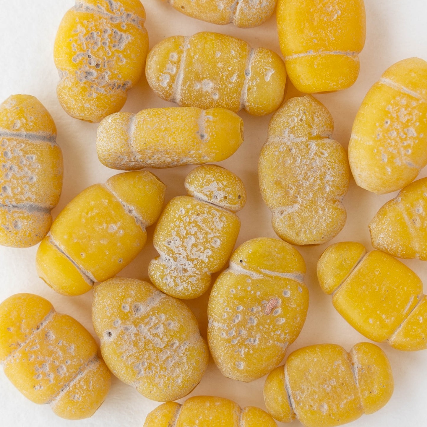 Glass Pompeii Bottle Beads - Yellow - Whole or Half Strand