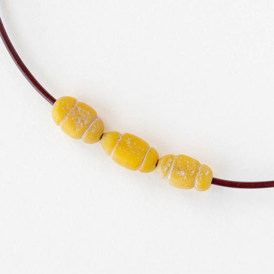 Glass Pompeii Bottle Beads - Yellow - Whole or Half Strand