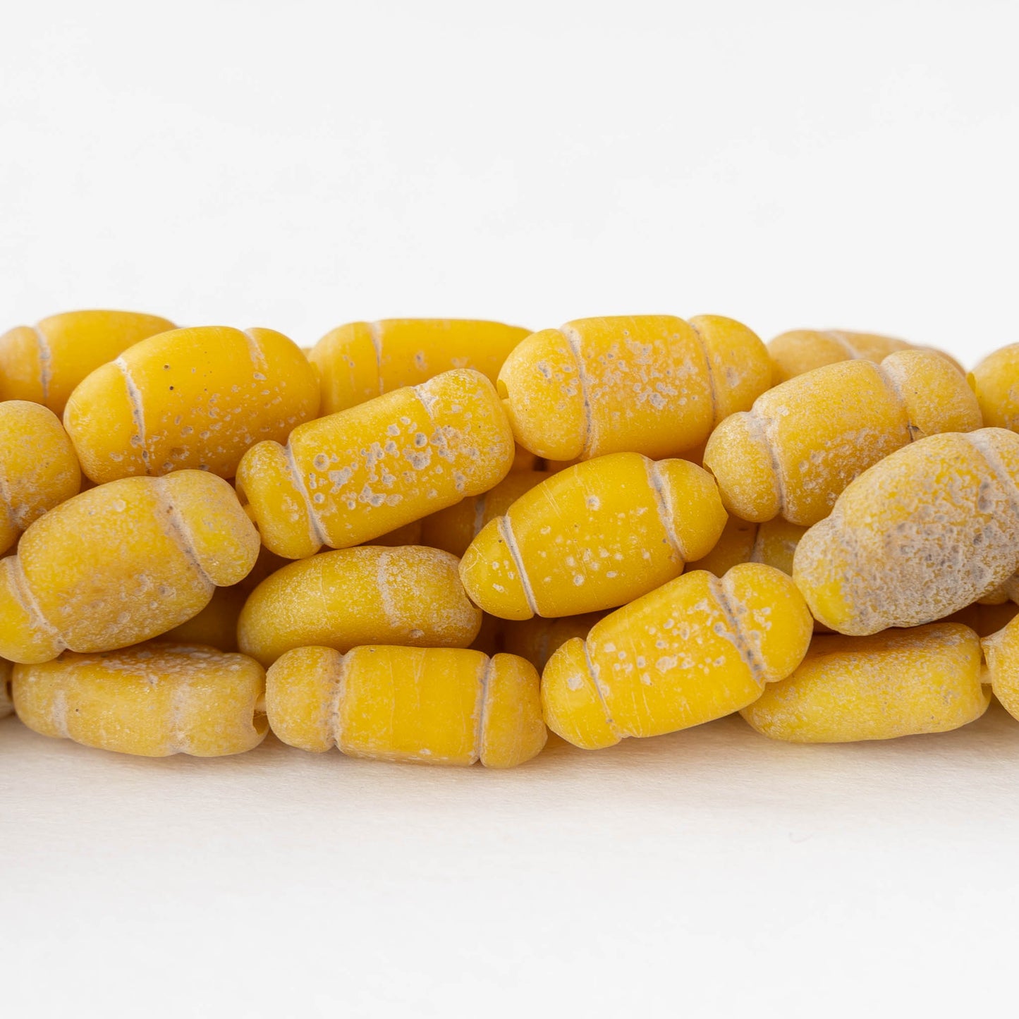 Glass Pompeii Bottle Beads - Yellow - Whole or Half Strand