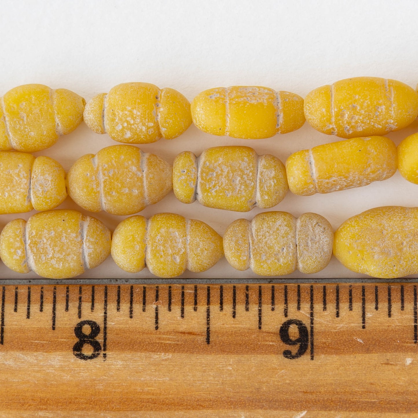 Glass Pompeii Bottle Beads - Yellow - Whole or Half Strand