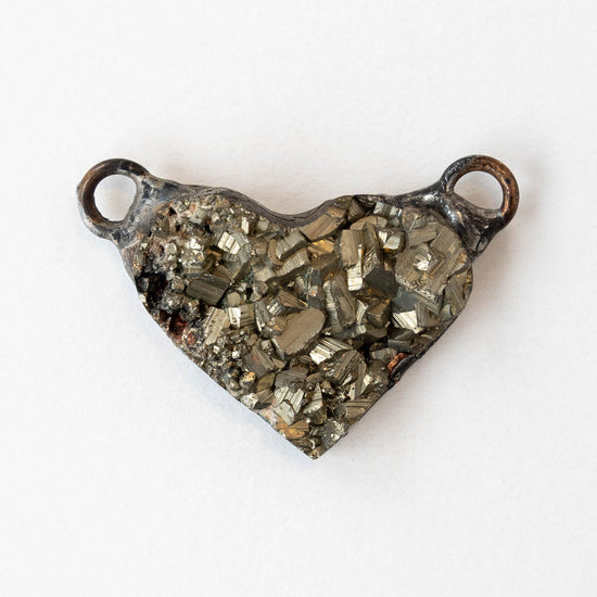 Pyrite Heart Connector - 1 piece