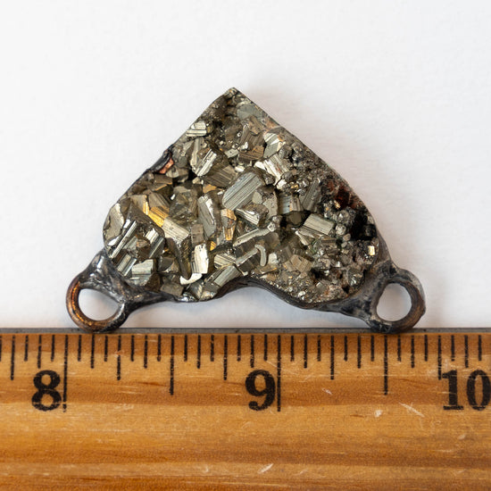 Pyrite Heart Connector - 1 piece