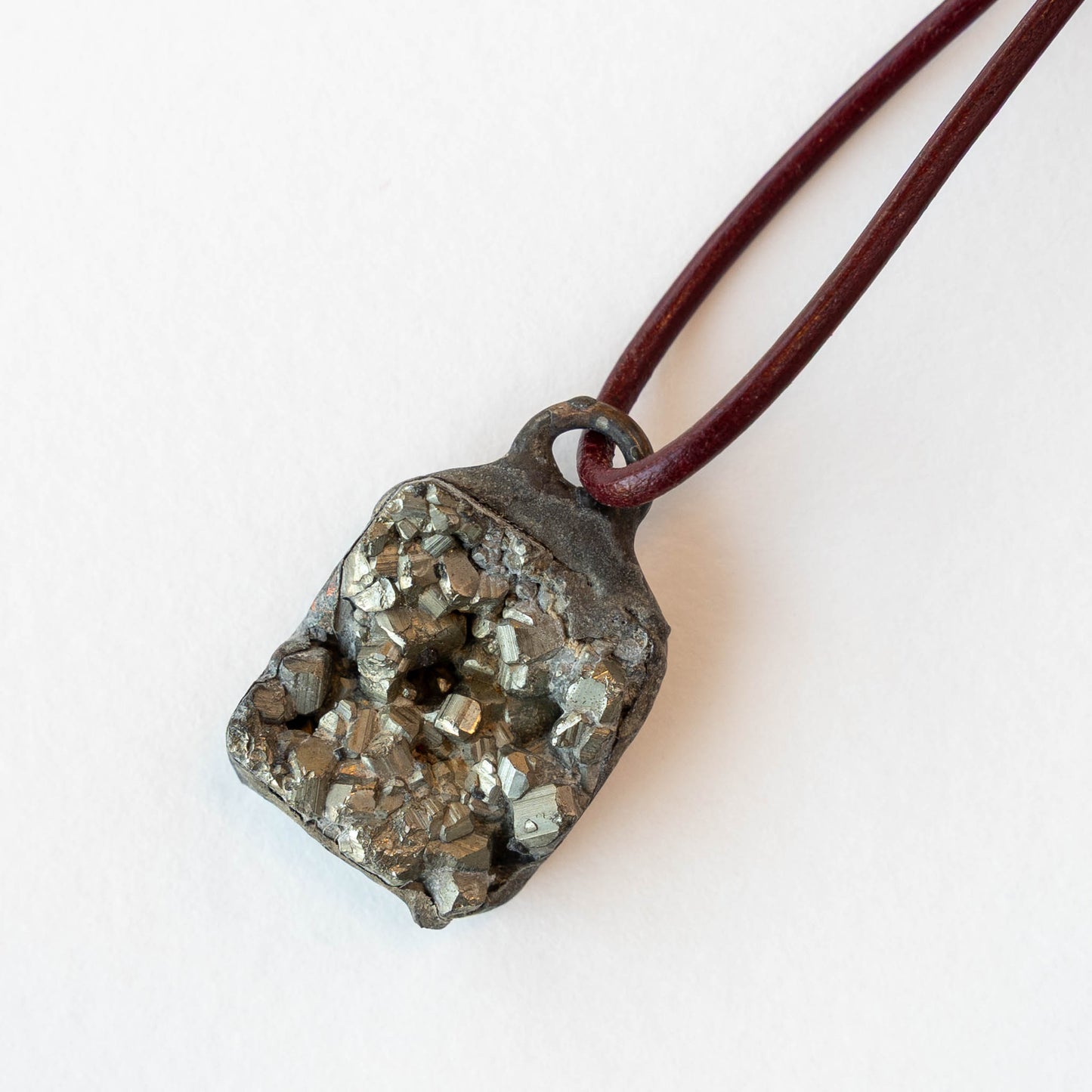 Soldered Pyrite Square Pendant - 1 piece