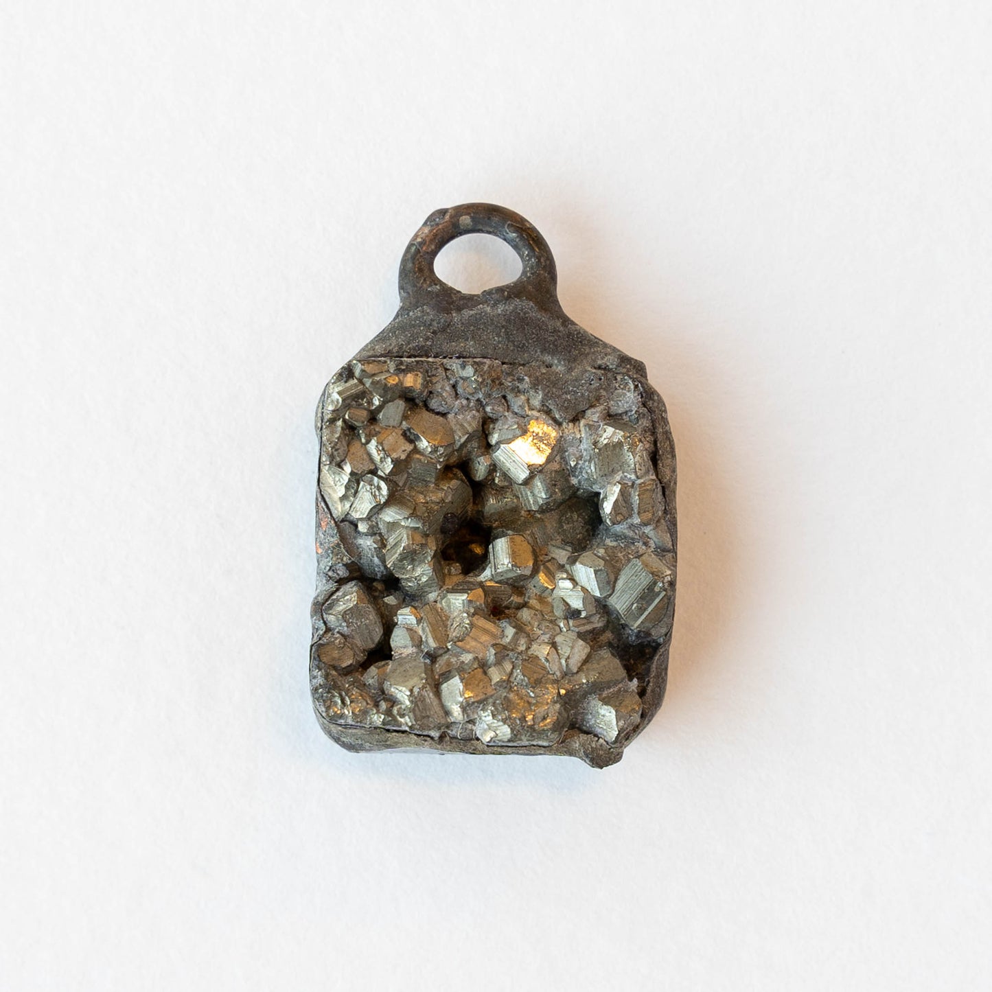 Soldered Pyrite Square Pendant - 1 piece