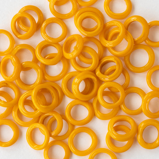 Handmade Glass Rings From Venice Italy  - Opaque Sunflower Yellow - 20 beads
