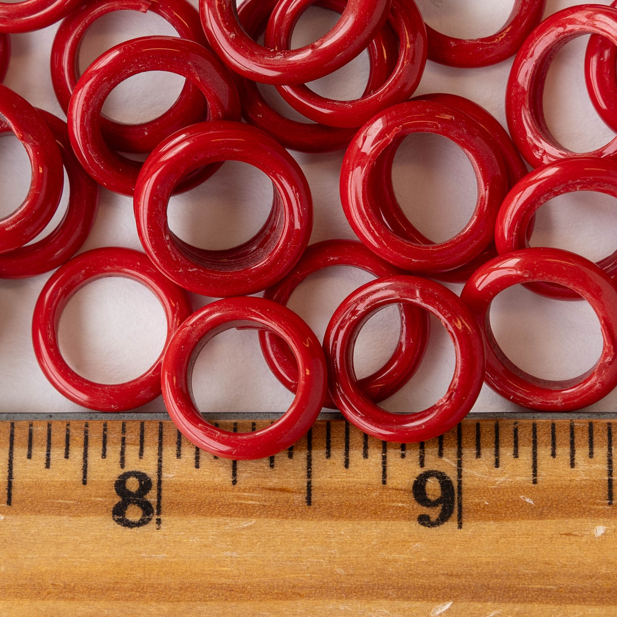 Handmade Glass Rings From Venice Italy - Opaque Red - 20 beads ...