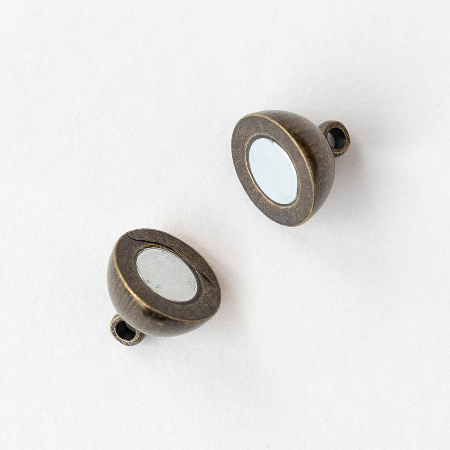 Magnetic Clasp - 10mm Round -Antique Brass - 1 clasp