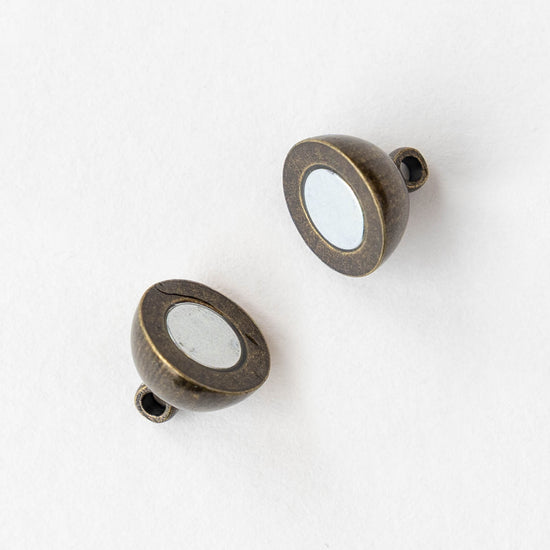 Magnetic Clasp - 10mm Round -Antique Brass - 1 clasp
