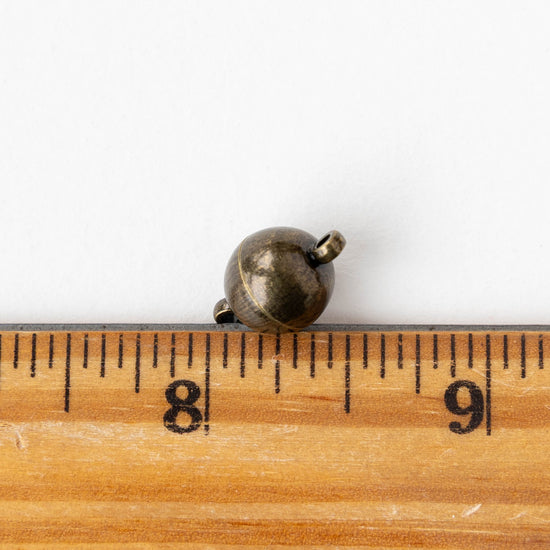 Magnetic Clasp - 10mm Round -Antique Brass - 1 clasp