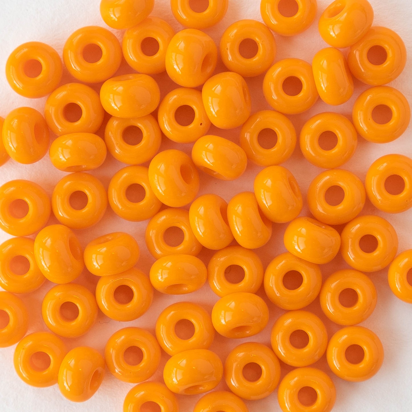 Size 1/0 Glass Seed Beads - Opaque Light Orange - 20 inches