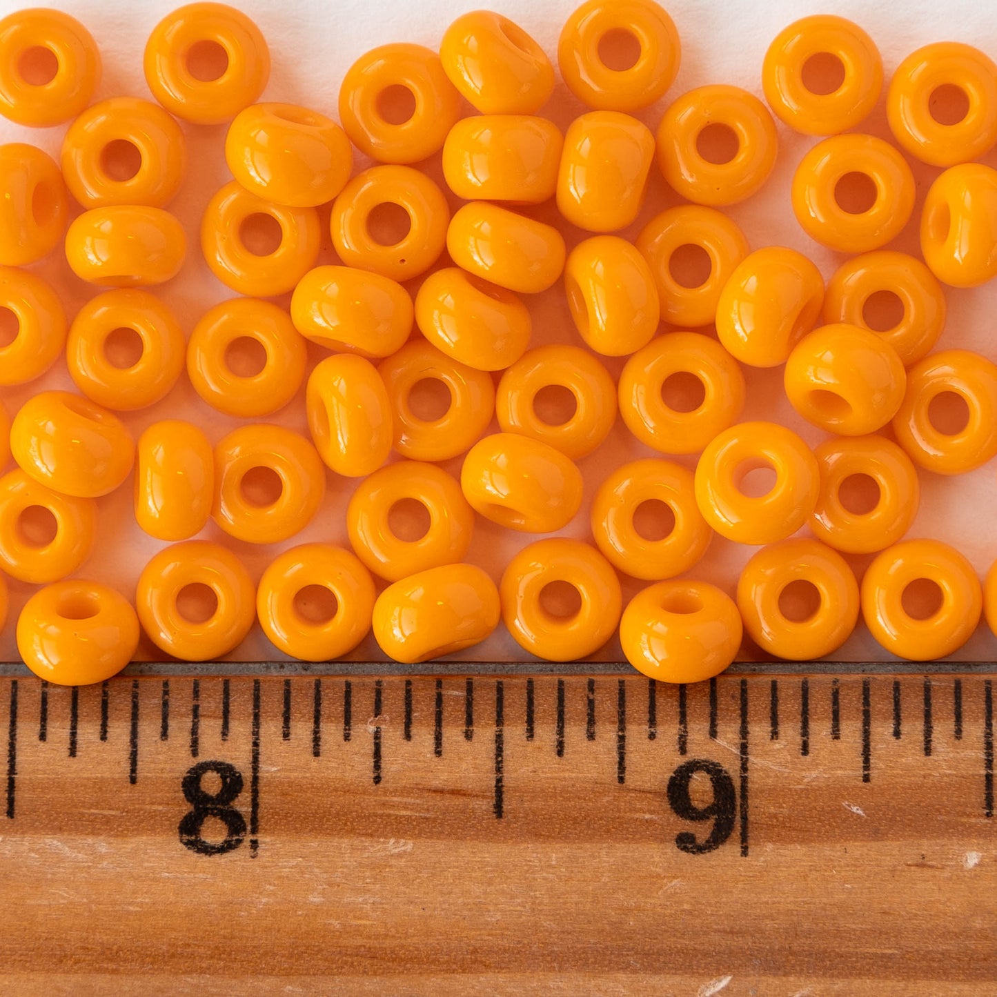 Size 1/0 Glass Seed Beads - Opaque Light Orange - 20 inches