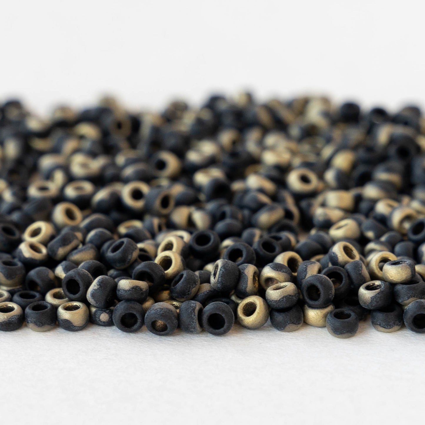8/0 Seed Beads - Black Gold Matte - 22 grams