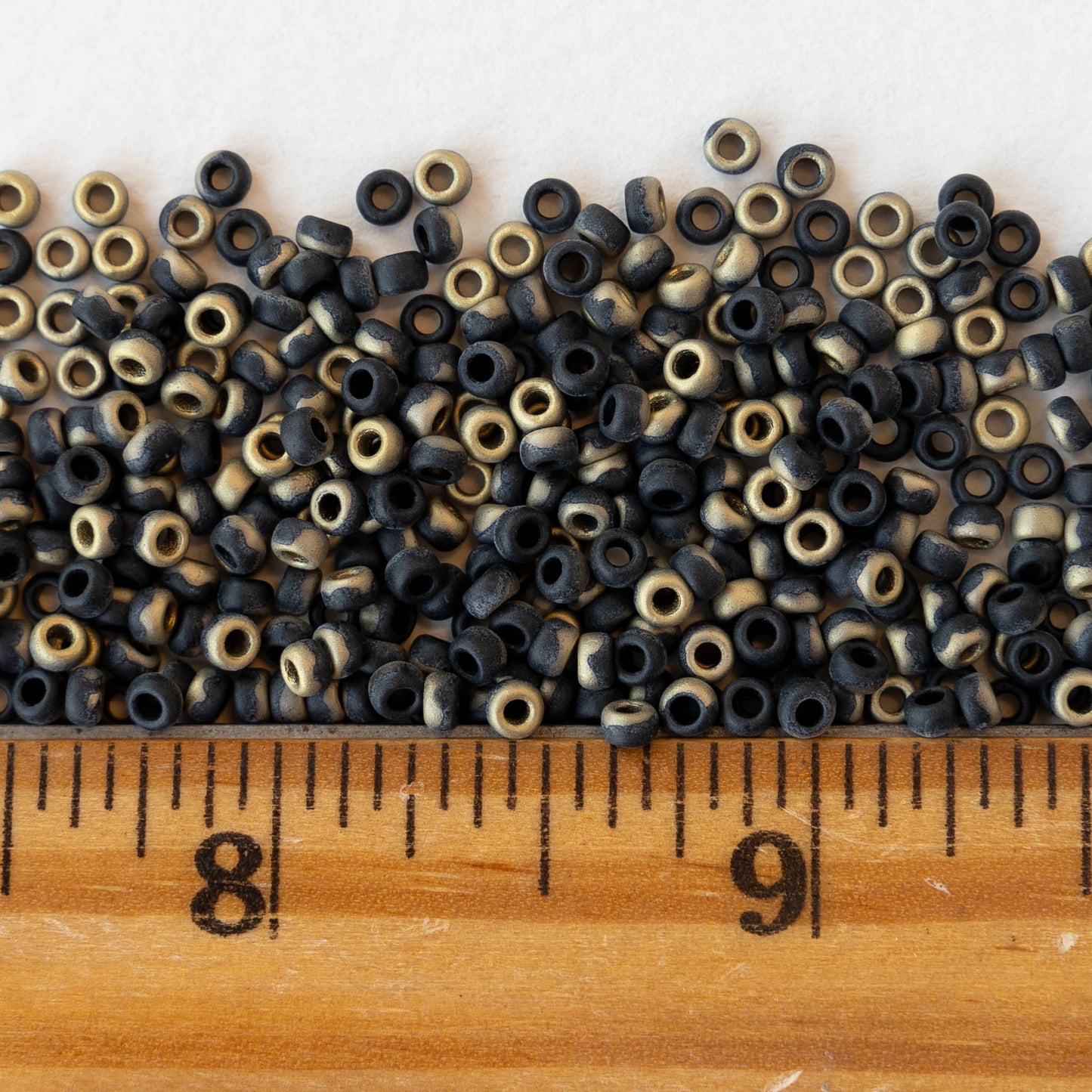 8/0 Seed Beads - Black Gold Matte - 22 grams