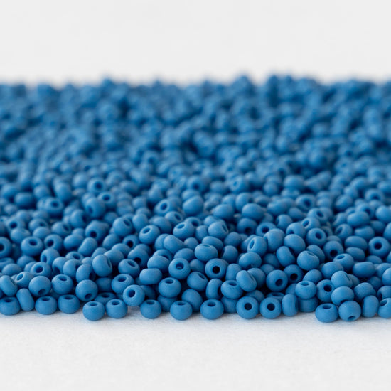 11/0 Seed Beads - Opaque Matte Denim Blue - 24 grams