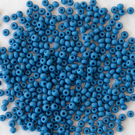 11/0 Seed Beads - Opaque Matte Denim Blue - 24 grams