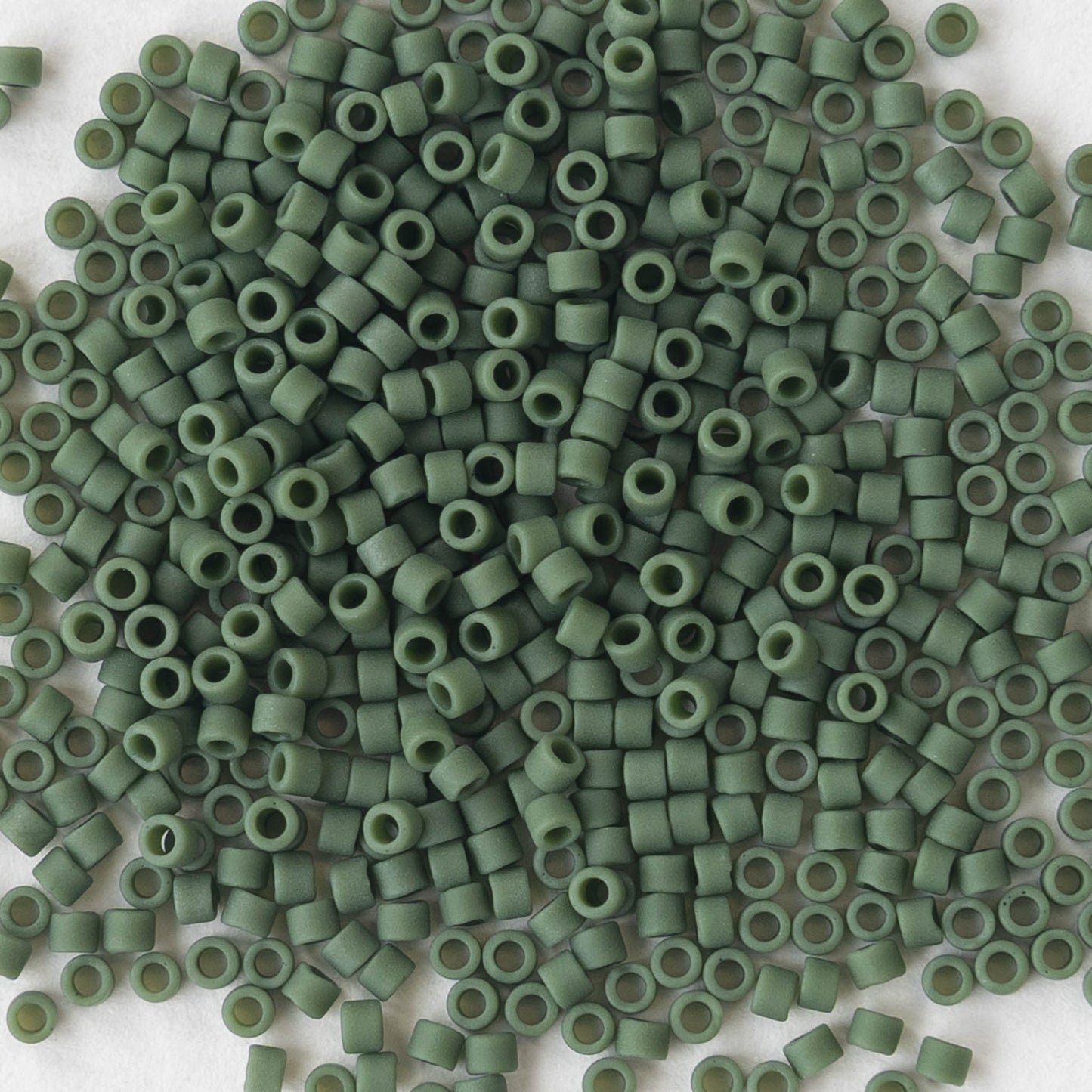 11/0 Delica Seed Beads - Opaque Dark Green Matte - 2 Inch Tube