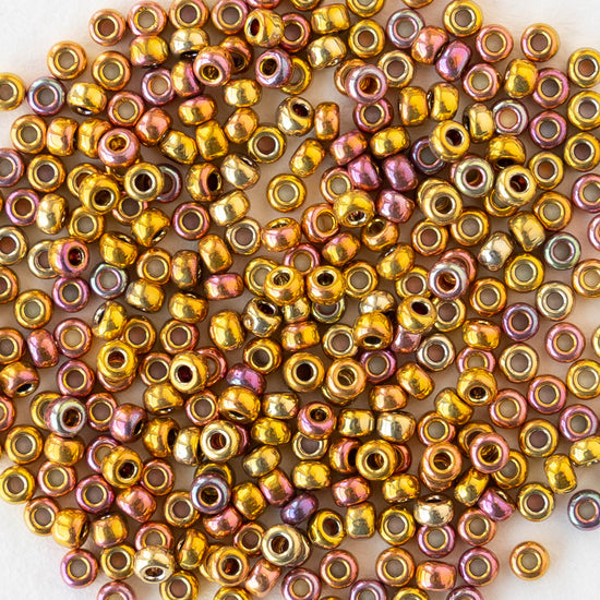 11/0 Glass Seed Beads - 24K Gold Iris - 2.5 grams