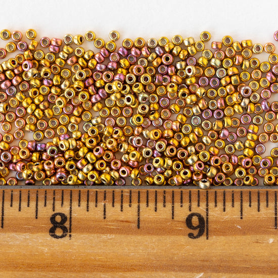 11/0 Glass Seed Beads - 24K Gold Iris - 2.5 grams