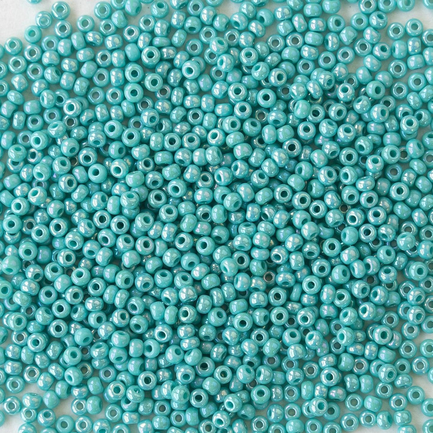 11/0 Seed Beads - Opaque Green Turquoise AB - 24 gram Tube