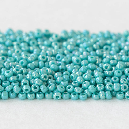 11/0 Seed Beads - Opaque Green Turquoise AB - 24 gram Tube