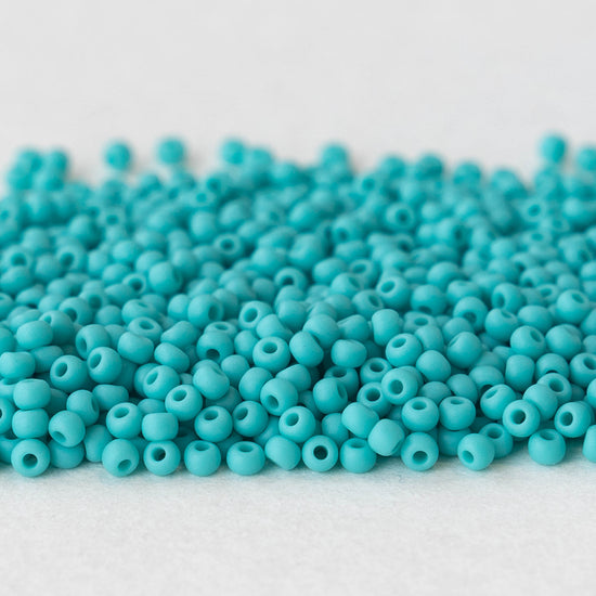 11/0 Seed Beads - Opaque Green Turquoise Matte - 24 gram Tube