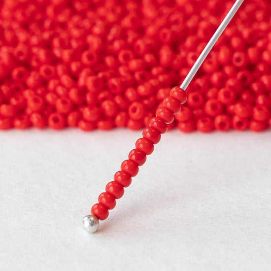 11/0 Seed Beads - Opaque Bright Red - 24 gram Tube