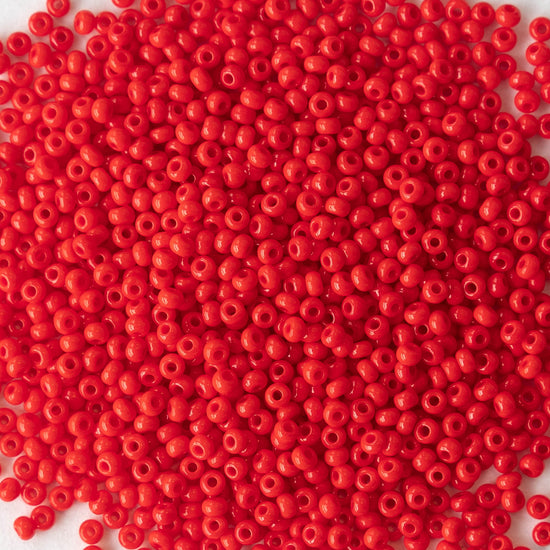 11/0 Seed Beads - Opaque Bright Red - 24 gram Tube