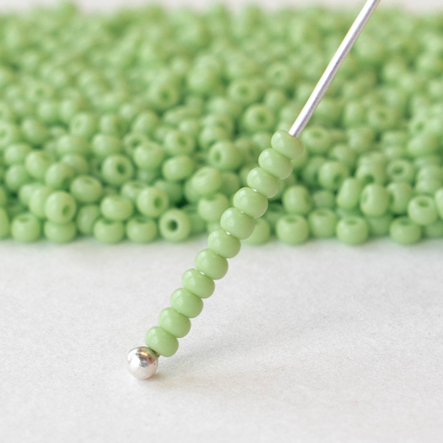 11/0 Beads - Opaque Light Green - 24 grams
